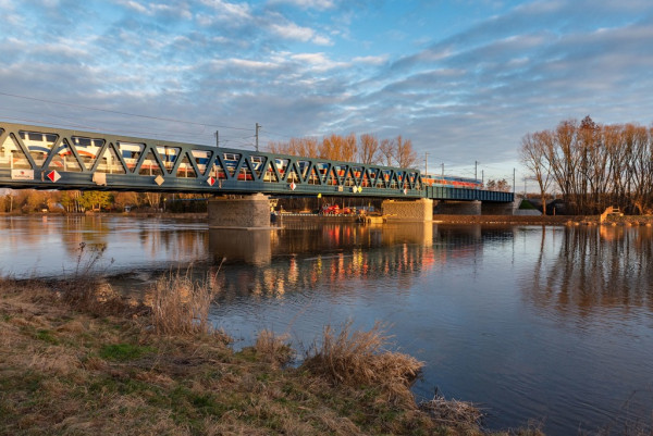 Bridge over Labe River at km 6,330 in Čelákovice