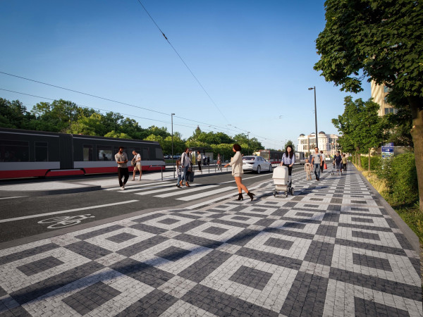 Visualization - Vinohradská street - Želivského tram stop