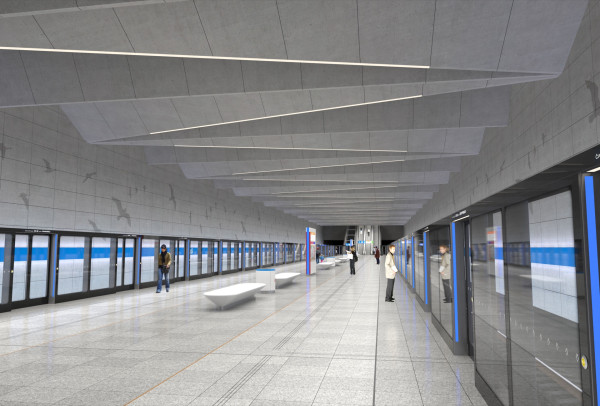 Stanice Libuš interiér - design stanice je připraven pro výtvarné soutěže, ze kterých by mělo vzejít doplnění těchto architektonických řešení výtvarnými návrhy
