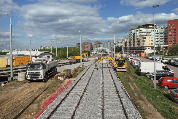 Smyčka Sídliště Barrandov - napojení nové trati - pohled do centra
