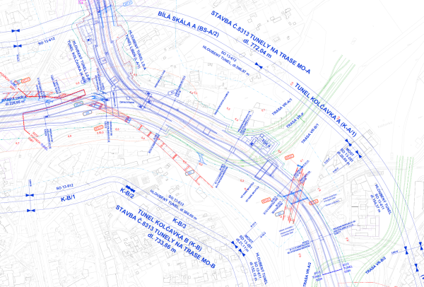 Složitý podzemní dopravní uzel tunelu Kolčavka